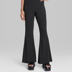 Women's High-Waisted Ribbed Flare Leggings - Wild Fable™ Black XXS